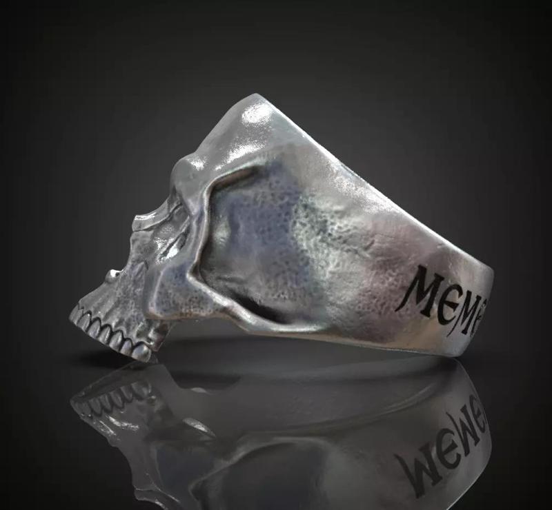 Skull ring engraving Memento mori