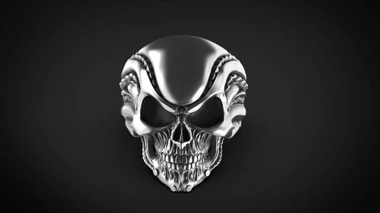 Skull Ring Biomechanics style  STL 3d model for 3d printing