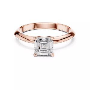 Solitaire Asscher Cut Diamond Knife Edge Shank Wedding Ring