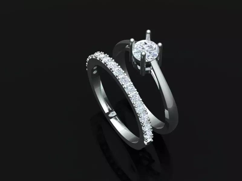 Solitair and Ring behind Round Stone