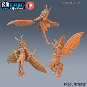 Moth Girl Set ‧ DnD Miniature ‧ Tabletop Miniatures ‧ Gaming Monster ‧ 3D Model ‧ RPG ‧ DnDminis ‧ STL FILE