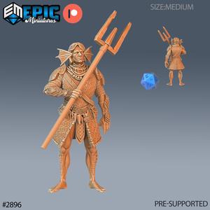 Triton Warrior ‧ DnD Miniature ‧ Tabletop Miniatures ‧ Gaming Monster ‧ 3D Model ‧ RPG ‧ DnDminis ‧ STL FILE