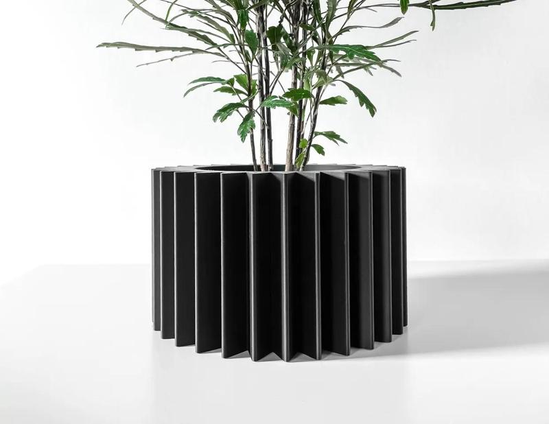 The Tuno Planter Pot with Drainage Tray & Stand Included: Modern and Unique Home Decor for Plants and Succulents  | STL File   