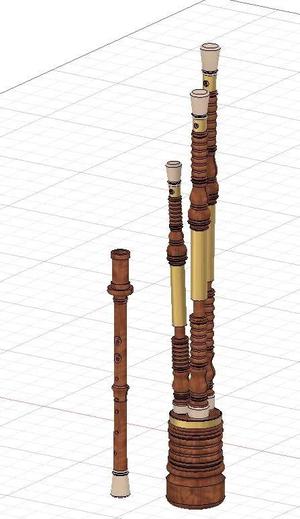 Bagpipes - Central European Single Reed Smallpipes in F, Experimental   