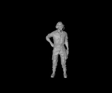 Ground support staff - monitoring the scene with hands on hips 3D digital character model