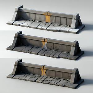 Worn Concrete Barrier Pack – 3D Printable Modern Road Scenery 