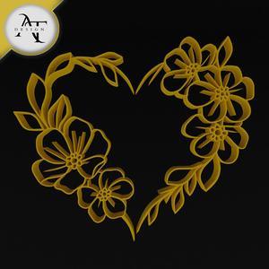 Heart of flowers - Line Art - 2D Wall Art Decor