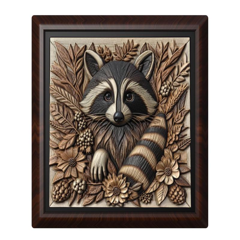 Raccoon animal wall art relief wall decor
