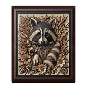 Raccoon animal wall art relief wall decor