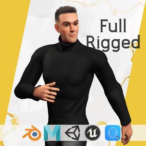 casual male turtle-neck cartoon semi Realistic