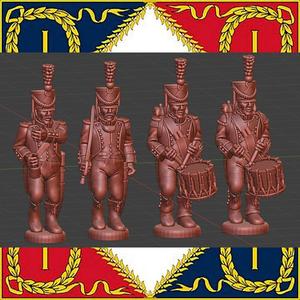 28mm Napoleonic French Light Infantry command high uniform shako cords 1808-12