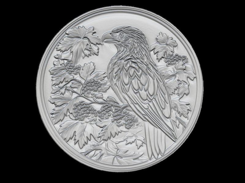 Eagle Relief 3D Model  Nature-Inspired Round Medallion