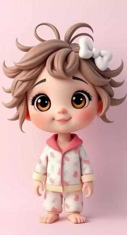 Adorable Chibi Baby Girl Figurine Pajamas 3D Printable STL Model