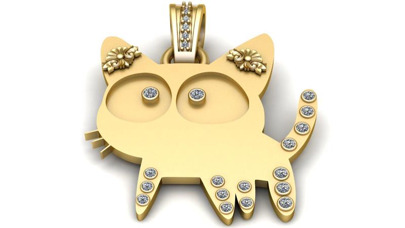 CUTE DIAMOND CAT PENDANT 3D PRINTABLE model