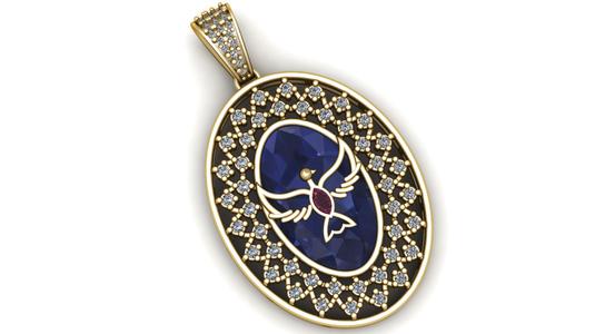 BIRD DESIGN SAPPHIRE PENDANT 3D PRINTABLE MODEL