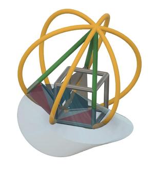 Evertbile Cube, Oloid, and Circumsphere, Schatz