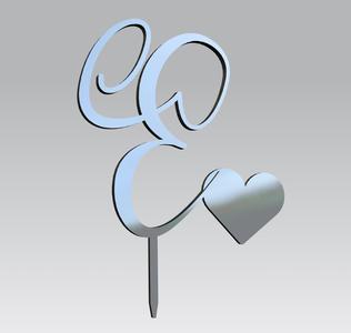 Custom Initial Cake Topper with Heart – Letter E