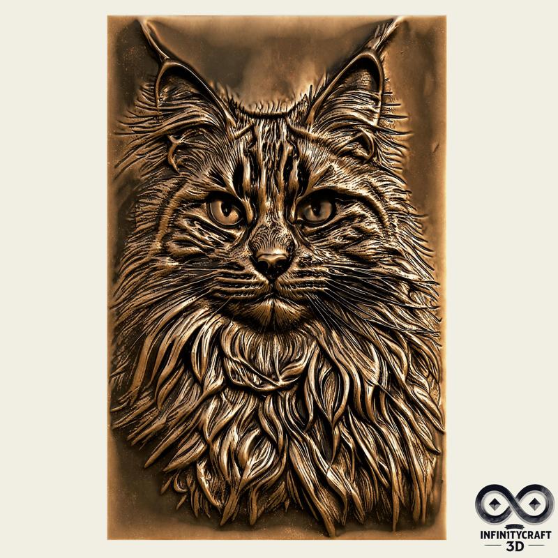Royal Gaze – Cat Wall Sculpture for Print and CNC