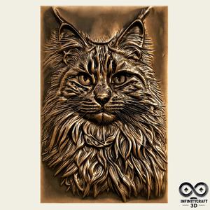 Royal Gaze – Cat Wall Sculpture for Print and CNC