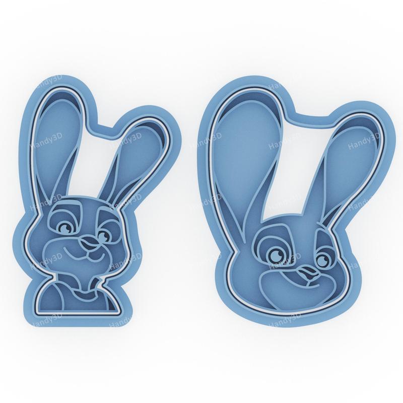 Judy Hopps Face & Bust Cookie Cutter Set - 2 Designs (8cm)