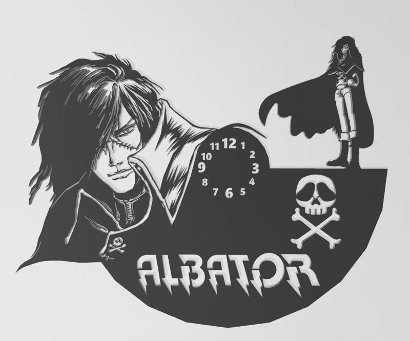 Albator vinyl clock