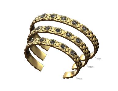 Diamond rolex bezel watch link pattern cuff bracelet 3D print model