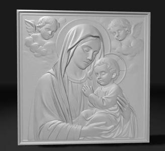 Virgin Mary and Jesus Relief Angels Catholic Christian Relief
