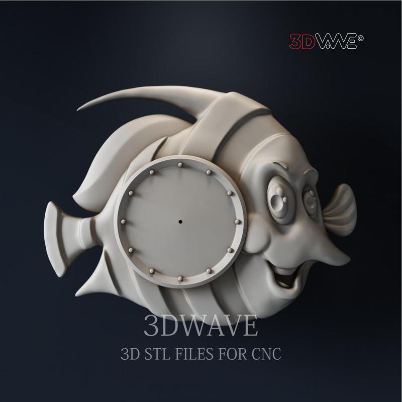 FISH WALL CLOCK 3d stl files for CNC