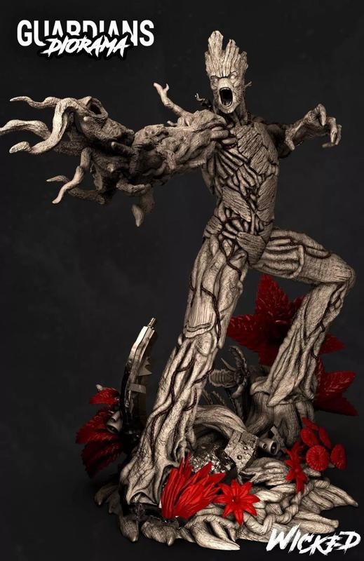 Wicked Marvel Groot Sculpture Tested and ready for 3d printing