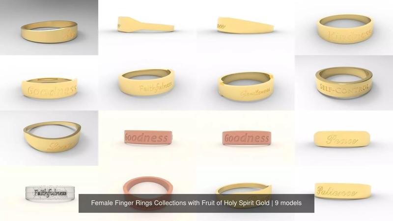 Female Finger Rings Collections with Fruit of Holy Spirit Gold