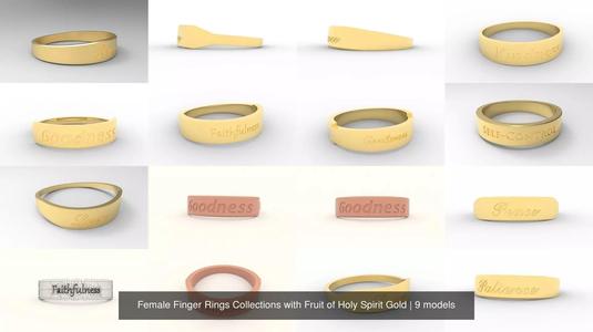 Female Finger Rings Collections with Fruit of Holy Spirit Gold