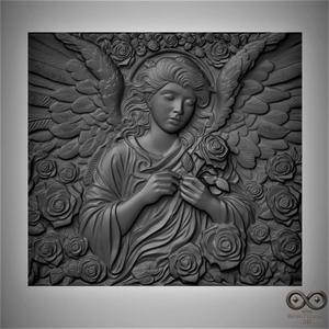 Angel of Roses STL file for 3d printing or CNC or Wood Engraving