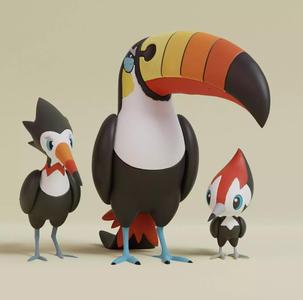 Pokemon - Pikipek Trumbeak and Toucannon with 2 poses