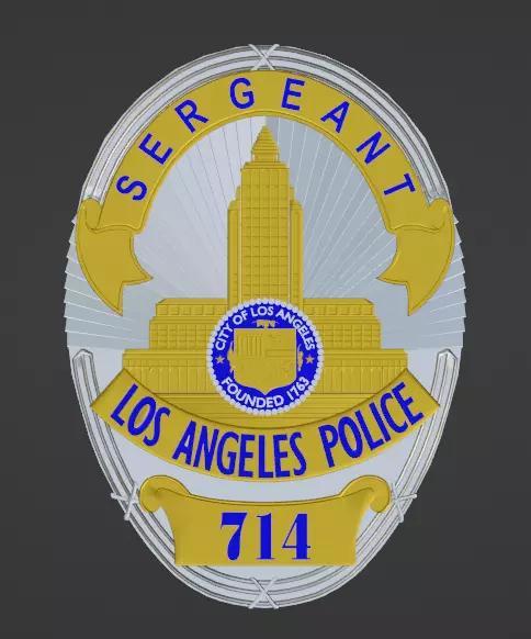 High-Detail LAPD Sergeant Badge 3D Model Printable