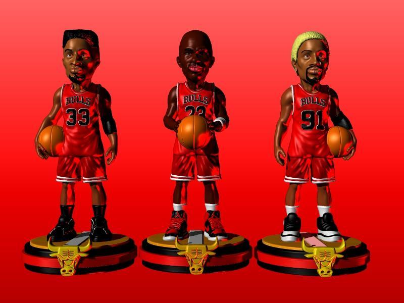 TEAM CHICAGO BULLS JORDAN PIPPEN RODMAN NBA BASKETBALL FIGURE