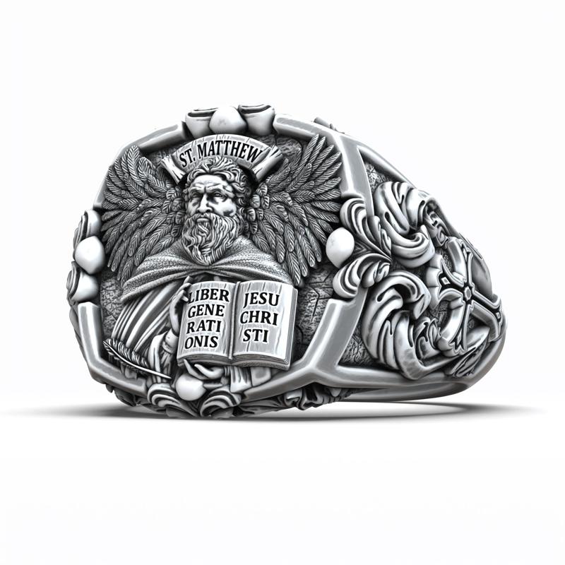 Saint Matthew Apostle Evangelist Christian Cross Signet