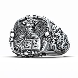 Saint Matthew Apostle Evangelist Christian Cross Signet