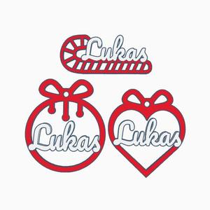 3 x Lukas, personalized Christmas tree ball