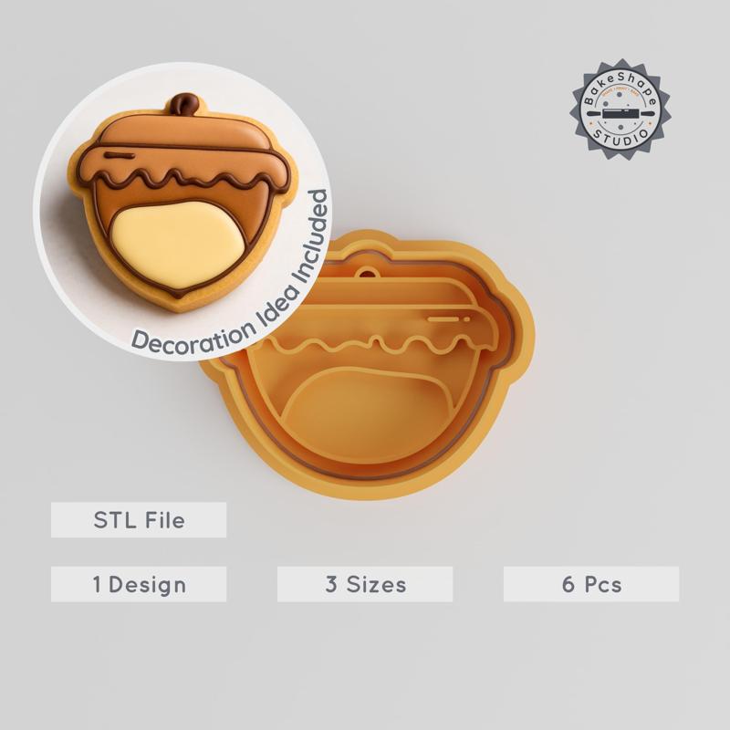 Dough Shape Cutter & Stamp, Perfect for Cookies & Fondant, 6-Piece Set, Includes S/M/L Sizes