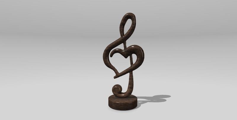 Sol Key and Heart, Harmony Love, Sculpture for Home Decor, Desk Decorations, Music Lovers, Music Symbols Gifts for Office Bookshelf Music Room Decor