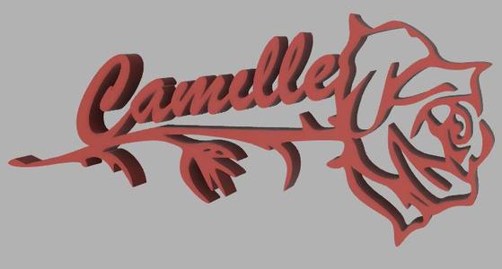 First name Camille on a rose stem