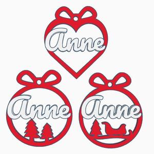 3 x Anne, personalized Christmas bauble