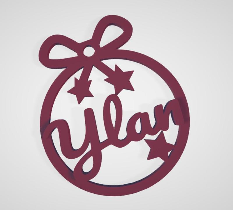 2 x Ylan, personalized Christmas tree ball