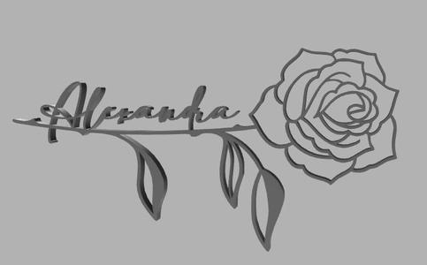 First name Alexandra on a rose stem