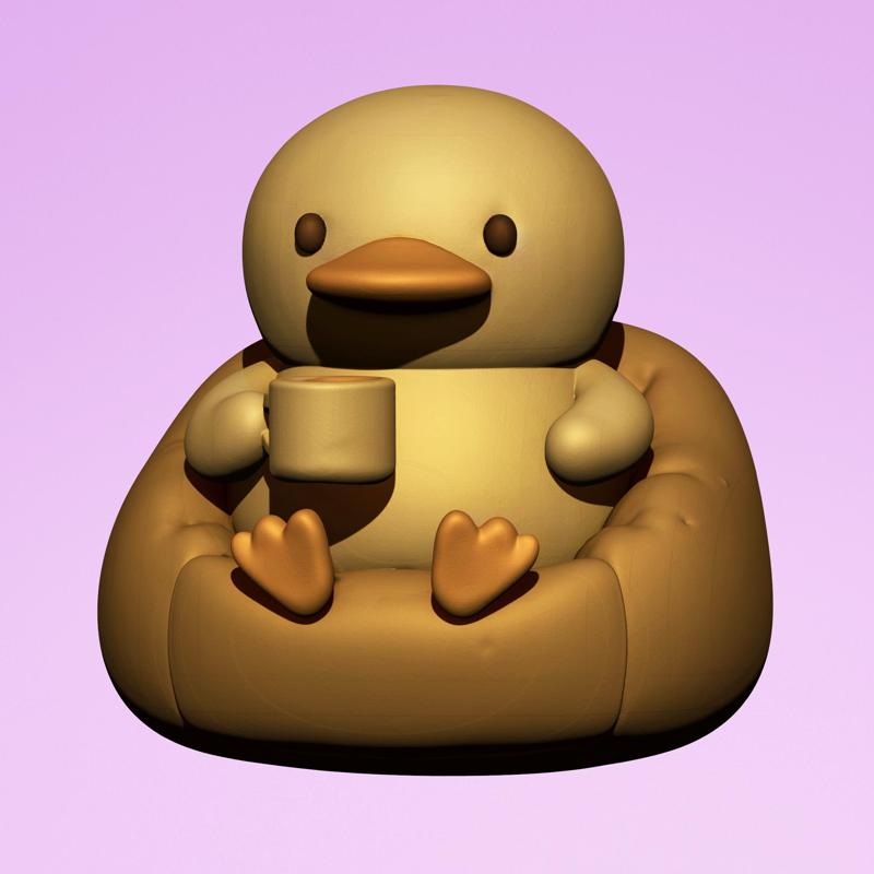 Little Guy on a Break – Printable Cozy Duck with Mug