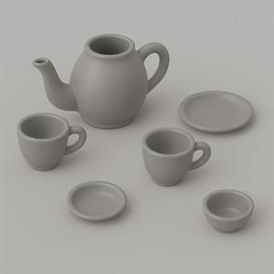 Mini Tea Set STL | 3D Printable Toy Cups, Plates & Teapot | Dollhouse & Kids Play Set