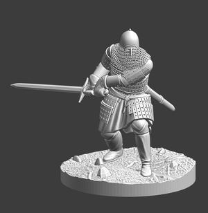 Medieval Kievan Rus Warrior with Two-Handed Sword | 28mm 32mm STL Wargaming Miniature