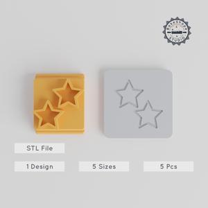 Star Stamp Tile Set, 5 Sizes, Perfect for Clay, Cookies & Fondant, Night Sky Motif PRODUCT_4768