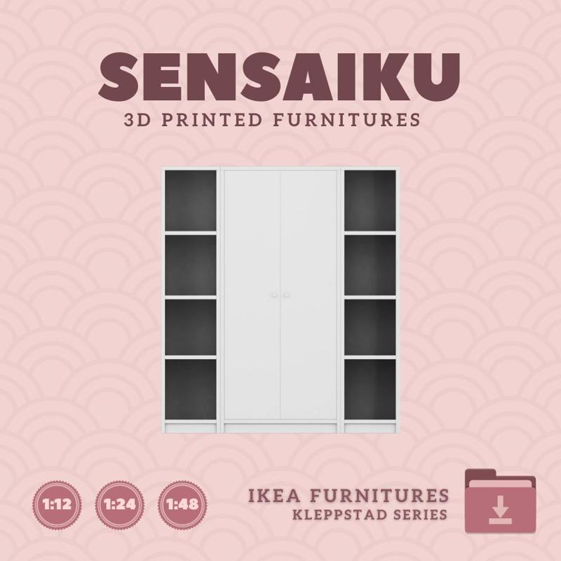 Miniature Replica KLEPPSTAD Wardrobe Combination V1 for Miniature Dollhouse - IKEA (1:12,24,48) - 3D Print Instant Download