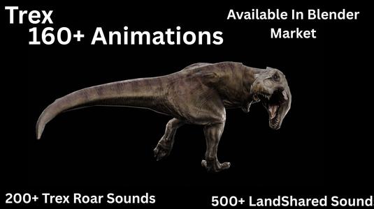 Tyrannosaurus Rex 3D Model – Fully Rigged & Animated | Game & Film Ready | Clean Topology + 160+ Pro Animations | 200+ Trex Roar 500+ Landshared Sounds